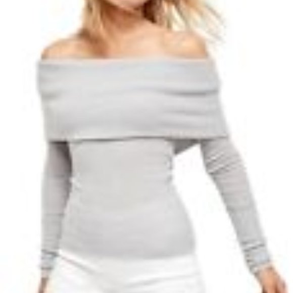 Free People Tops - FREE PEOPLE -WE THE FREE MS SIZE LARGE CLOUD GRAY SNOWBUNNY OFF THE SHOULDER TOP